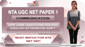COMMUNICATION | NTA 2020 QUESTIONS SOLVED | NTA UGC NET PAPER 1 | APPLE B ACADEMY