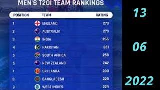 ICC Release Top 8 T20 team ranking || 13 june 2022 |