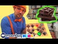 Blippi visits a chocolate factory  learn  abc 123 moonbug kids  fun cartoons  learning rhymes