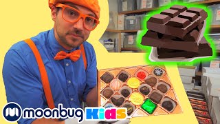 Blippi Visits A Chocolate Factory Learn Abc 123 Moonbug Kids Fun Cartoons Learning Rhymes