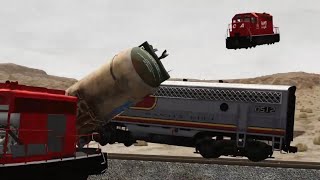 Forward Reverse Video||Trains 🚂🚃🚃Vs Flying Trains Accident Railways Vs Cars |BeamNG.Drive|Animation|