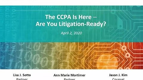 The CCPA Is Here - Are You Litigation Ready?