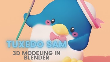 Make a 3d Tuxedo Sam with Blender 2.8 modeling process [Sanrio series]