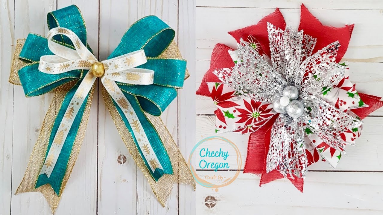 DIY 🎀🎀Moños para Navidad🎄 / Tutorial de moños Navideños 2020/ Como hacer un moño navideño facil