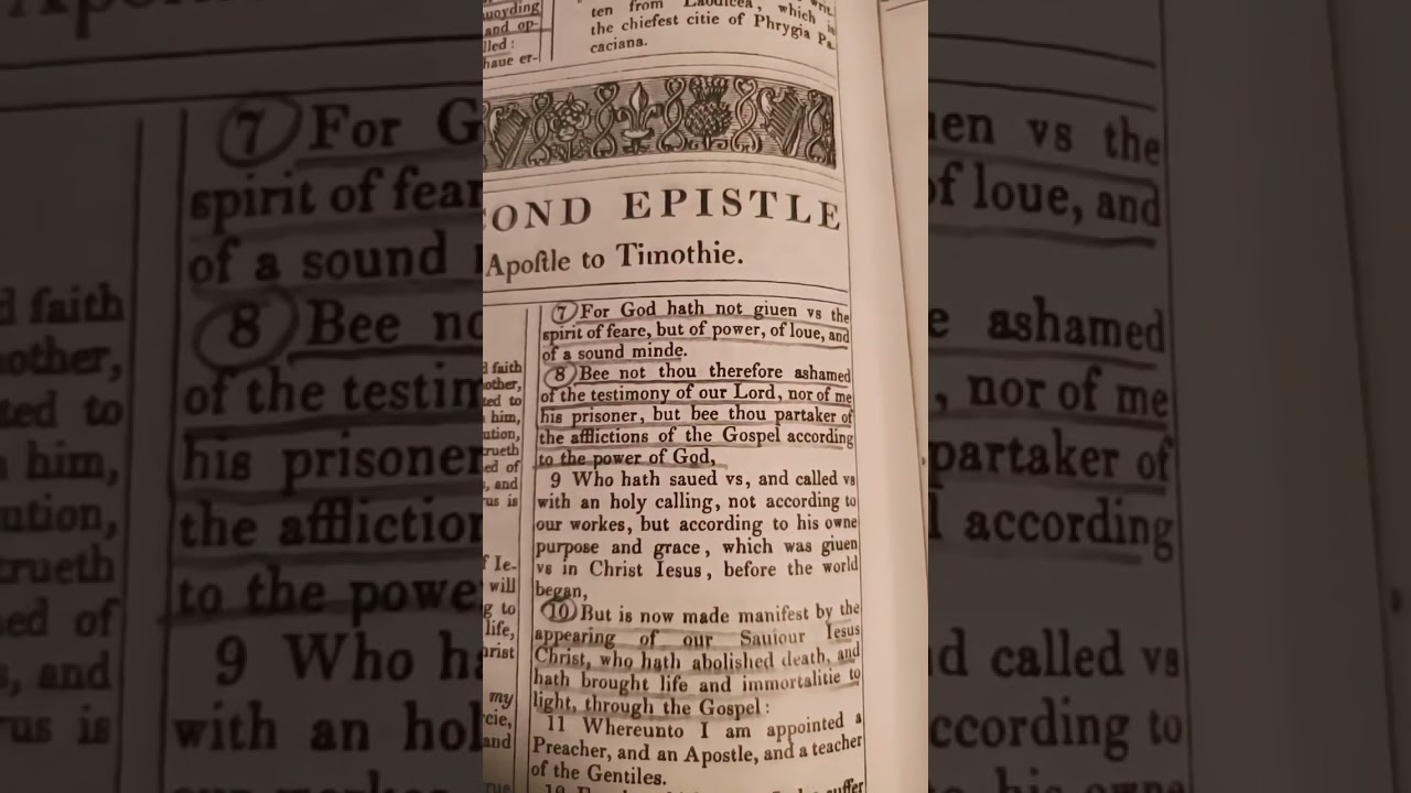 2nd Timothy 1:7-8 For God has not given us the spirit of fear, but of power, of love, an sound mind