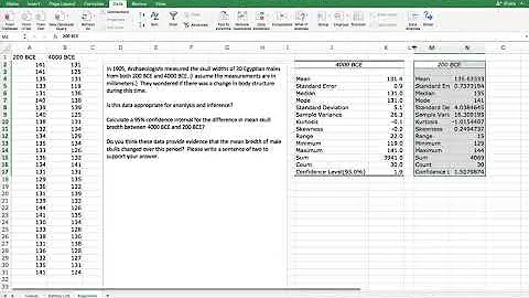 Confidence Interval Example with Skulls