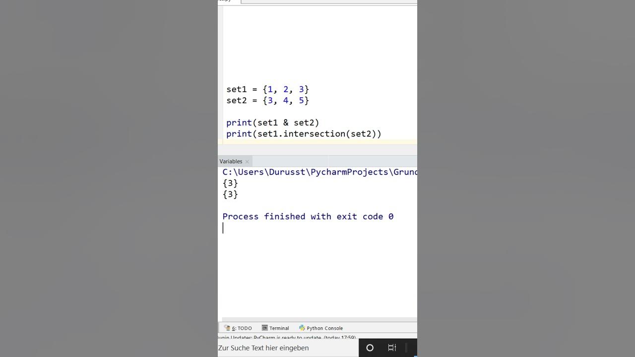 Python intersection of sets shorts youtube