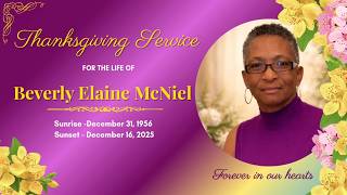 Beverly Elaine McNiel Thanksgiving Service (Jan 31, 2026)