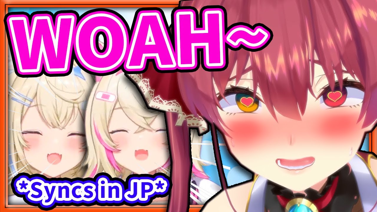 Marine BREAKS When FuwaMoco Perfectly Synchronized in Japanese! 【Hololive】