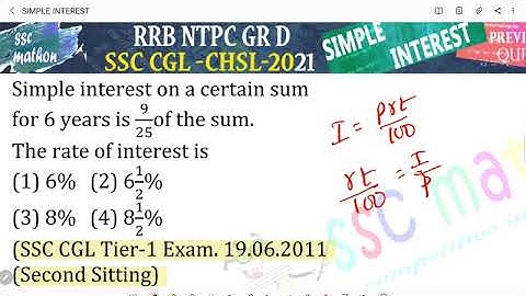 Simple interest on a certain sumfor 6 years is 9/25 of the sum.The rate of interest is
