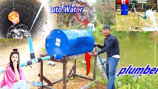 How to make Drum Pump Free Energy Water Hight pressure from weep well