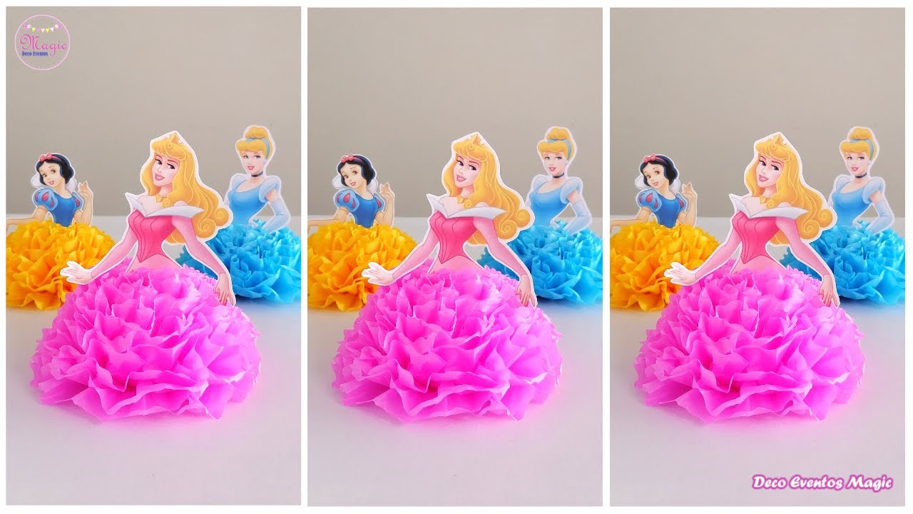 Centro de mesa princesas con pompones