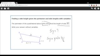 How to find the length of a side when given perimeter and lengths with
variables