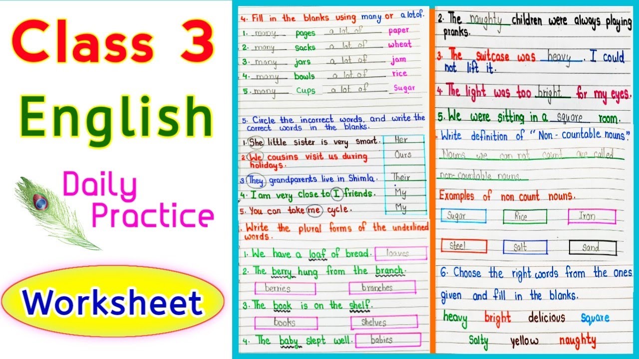 class 3 english class 3 english worksheet english worksheet for class 3 class 3 worksheet youtube