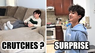 ETHAN’S SPRAINED ANKLE and CRUTCHES UPDATE + ELIJAH and HIS FRIENDS GET A BIG SURPRISE!