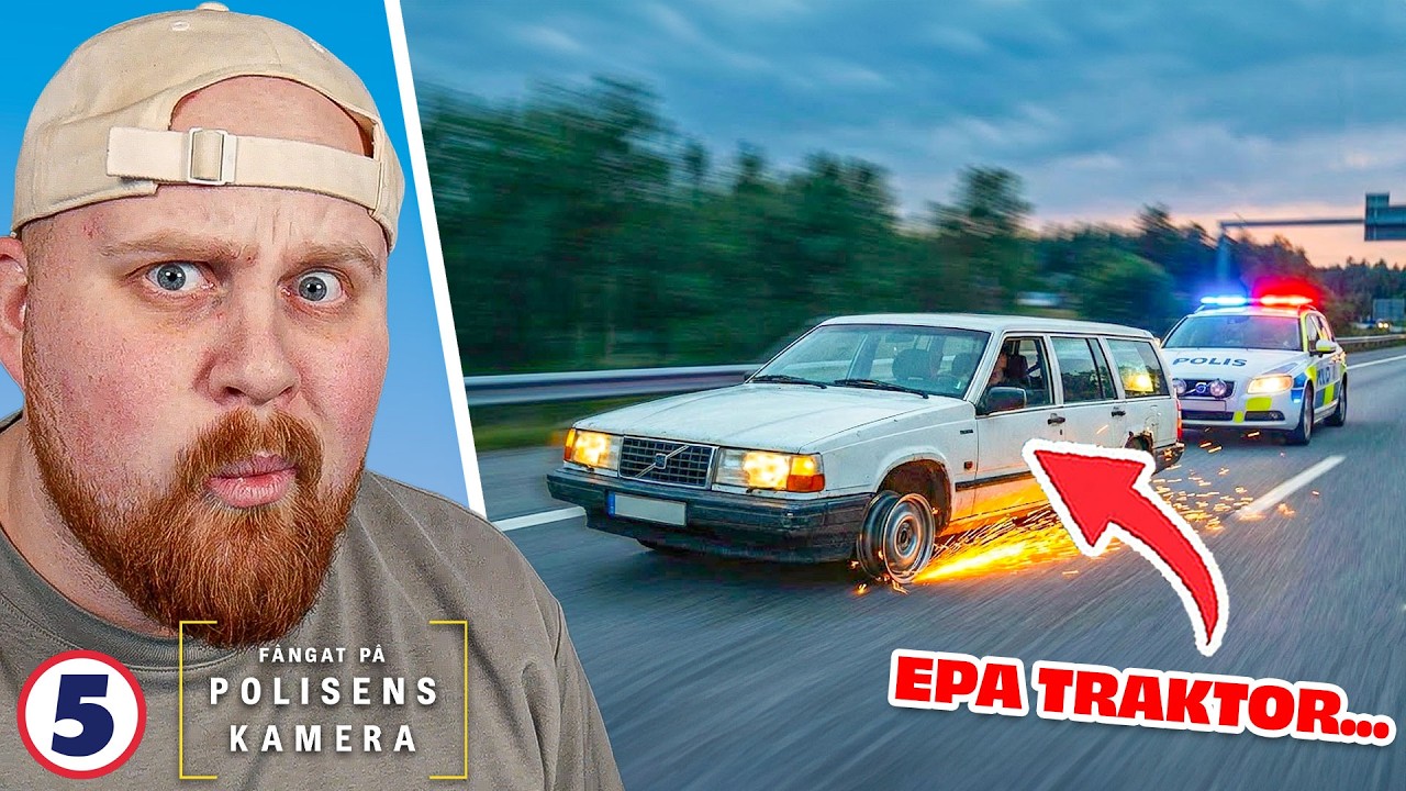 Polisen jagar EPA som kör över 110km/h utan ett däck... | Fångat på polisens kamera #30