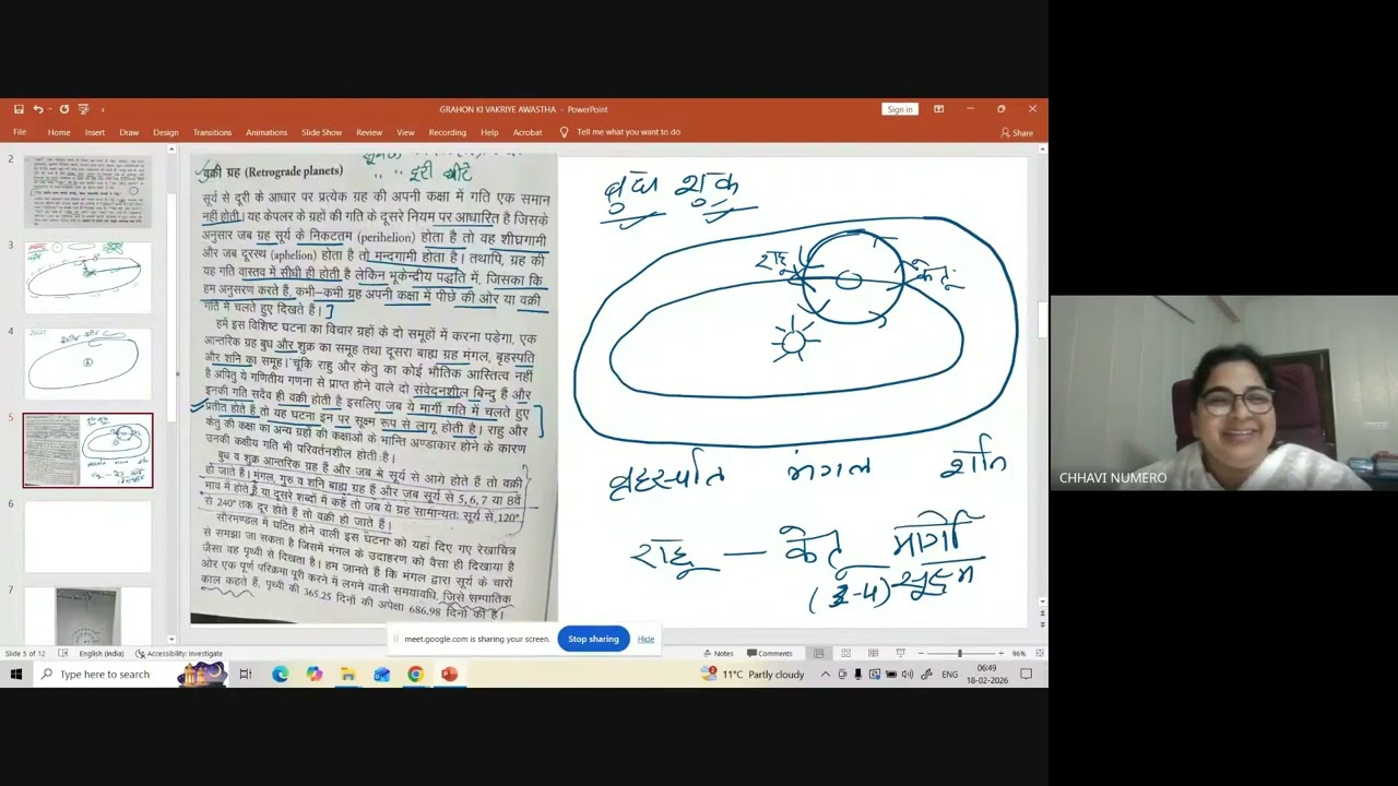 वक्री ग्रह, अस्त ग्रह एवं ग्रह युद्ध की विशेष समझ गणित ज्योतिष की कक्षा 18022026 RETROGRATION