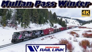 Montana Rail Link's Mullan Pass in Winter Snow (4K) | MRL & BNSF Trains  | March 2023 | DJI Drones