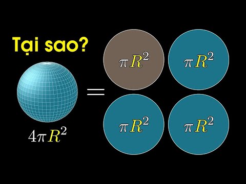 Video Tại sao diện tích bề mặt của hình cầu bằng 4𝜋𝑅² | Cách giải thích tuyệt vời trên 3blue1brown - youtube