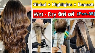 Hair Colour Deposit कैसें करे / Global with Highlights पर गीले बालों पर या सूखे बालों पर in Hindi