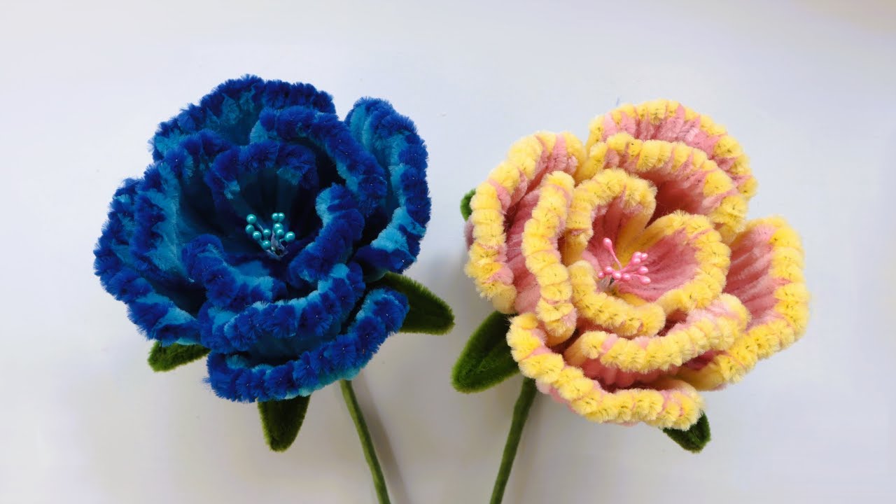 Pipe Cleaner Flowers Crafts/ How To Make Beautiful Flowers Pipe Cleaner/ Fuzzy Wire Flowers Tutorial