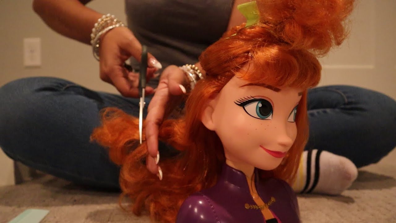 ASMR Cutting Dollhead Hair with Bracelet Sounds, Brushing Sounds, Combing Sounds & Soft Spoken