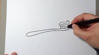 How to Draw a Toothbrush - Very Easy - For Kids