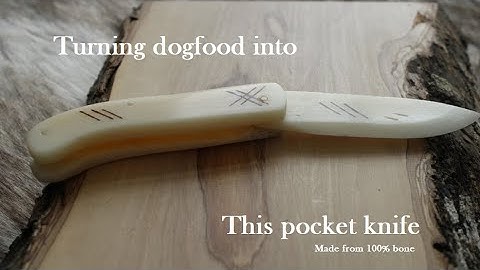 Turning dog chewing bone into a bone pocket knife