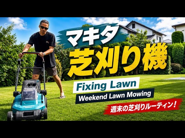 8月最後の芝刈り| Fixing lawn with マキタ芝刈り機 | episode 3