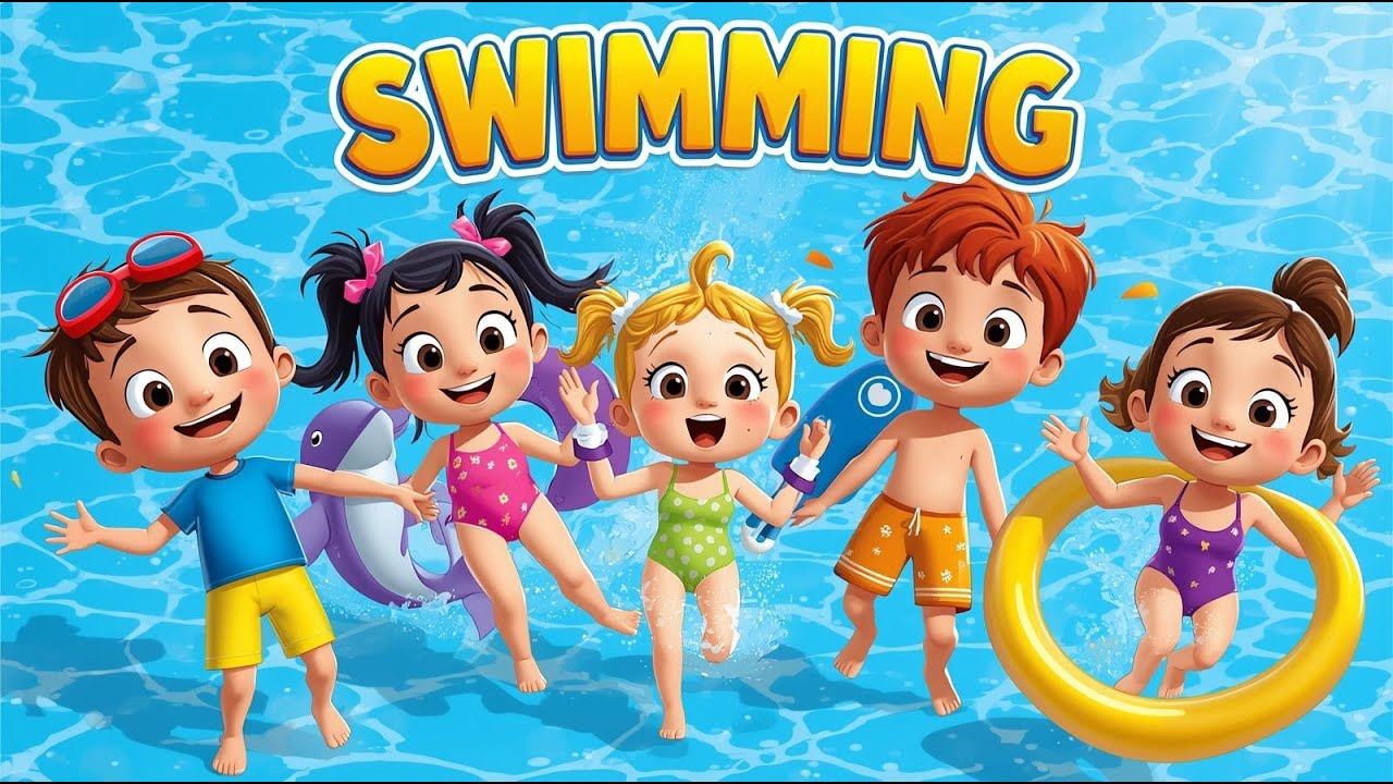 Swimming Song For Kids | Kindergarten Swim Poem | Nursery Rhymes Poems ...