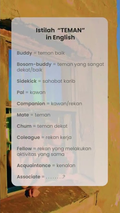 MACAM MACAM ISTILAH TEMAN DALAM BAHASA INGGRIS