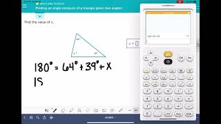 ALEKS: Finding an angle measure of a triangle given two angles
