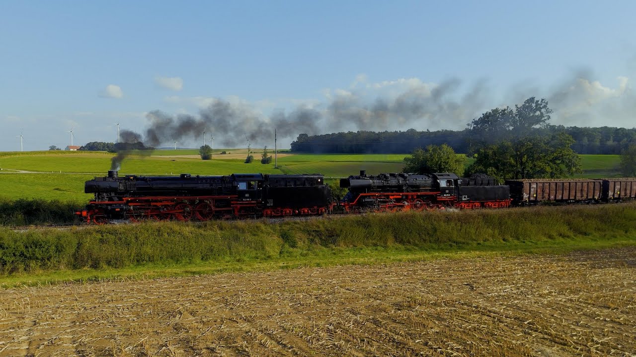 Nach 44 Jahren Abstellung 50 4073 beim Nördlinger Plandampf im Einsatz (4K) 41 018, 50 2273, 52 8168
