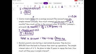 Simple Interest Notes/Examples