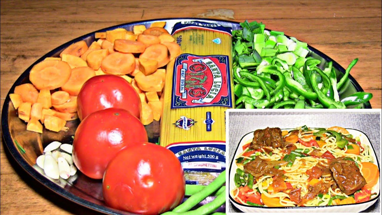 Cooking/Spaghetti and vegetables are delicious 🍜