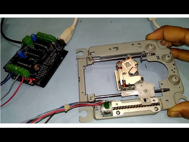 Take out DVD Drive Stepper motor mechanism + Wiring + Test run - YouTube