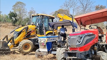 Jcb 3dx Backhoe loader Machine Loading Red Soil In Mahindra and Swaraj Tractors | Jcb and Tractor