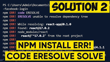 Npm ERR code ERESOLVE react | Npm install error in visual studio code [SOLUTION 2]