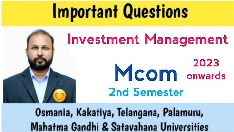 Investment Management | Important Questions 2023 | Mcom 2nd Semester | PG | OU KU PU TU MGU SU