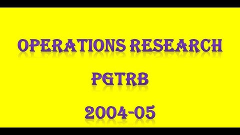 PG TRB/ POLYTECHNIC OPERATIONS RESEARCH PGTRB 2004-05