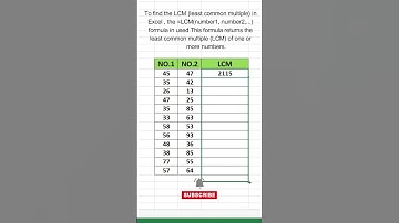 How to create a "LCM" Formula in Excel .