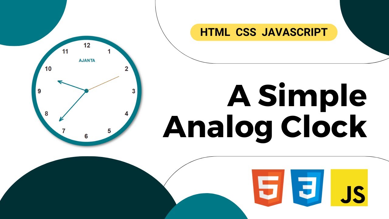 code นาฬิกา html New Update Simple Analog Clock using HTML, CSS \u0026 Javascript