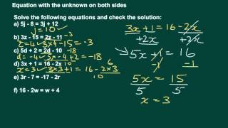 Ultimate guide to Linear Equations - Beginner: Lecture 10 (Equation with the unknown on both sides)