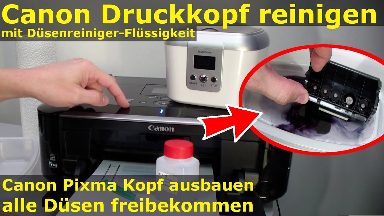 Canon Pixma Druckkopf ausbauen + reinigen mit Düsenreiniger | nozzle