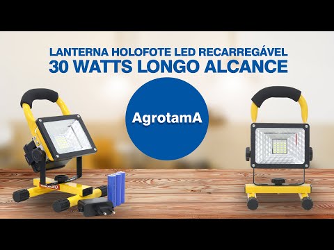 Vídeo de Lanterna Holofote Led Recarregável 30 Watts Longo Alcance