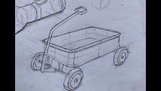 Sketch - Dibujo a mano alzada  - 2 puntos de fuga - Carrito de Daniel el Travieso