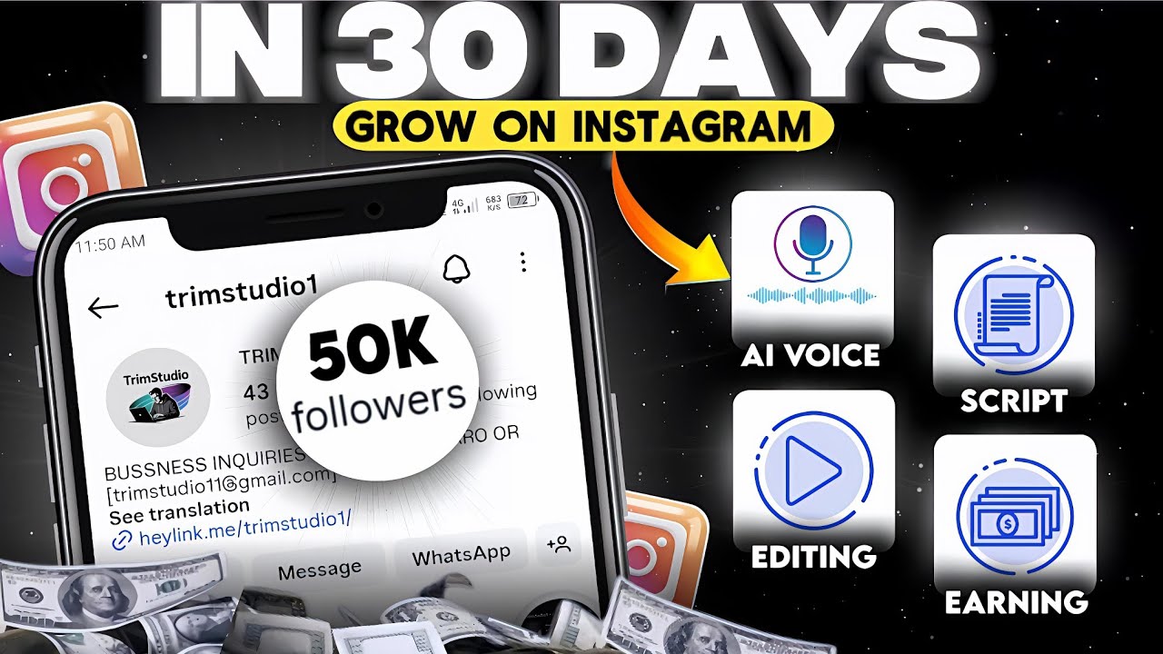 Grow Fast on Instagram in 30 Days | AI Voice  Reel Editing Like TrimStudio