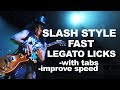 Learn Slash style fast legato & soloing tricks (rock blues guitar lesson with tabs) improve speed