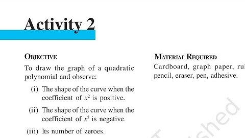 Activity 2 class 10th lab manual activity to draw the graph of a quadratic polynomial and observe