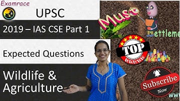 Expected Questions on Wildlife & Agriculture 2019 - Part 1 (UPSC CSE/RRB/SSC/IBPS)